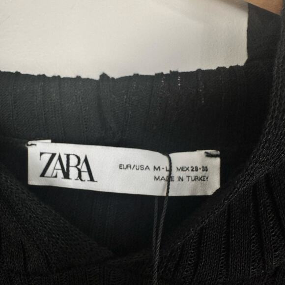 NWT Zara Hooded Sleeveless Sheer Black Side Slit Midi Dress Size M-L - Picture 15 of 15